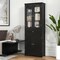 63 Inch Tall Freestanding Bathroom Storage Cabinet with 3-Position Adjustable Shelves and 2 Glass Doors